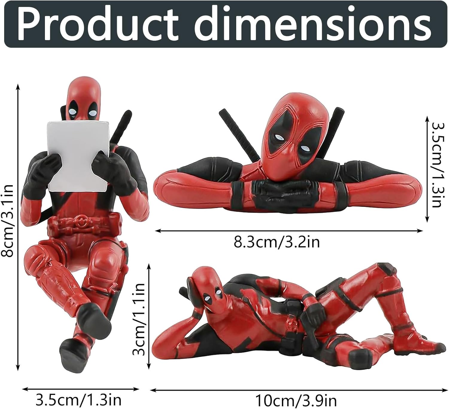 Lot de 3 figurines Deadpool pour décoration de voiture – Image 2
