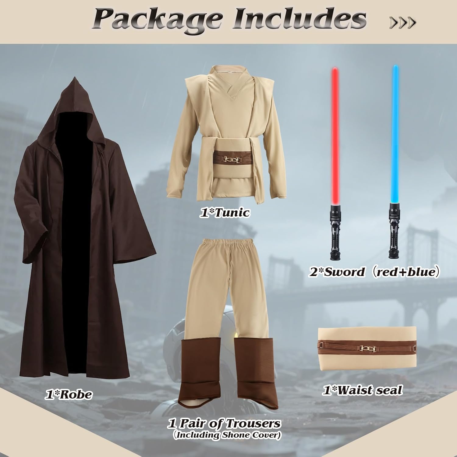 Déguisement Star Wars Skywalker à capuche bleu et rouge – Image 2