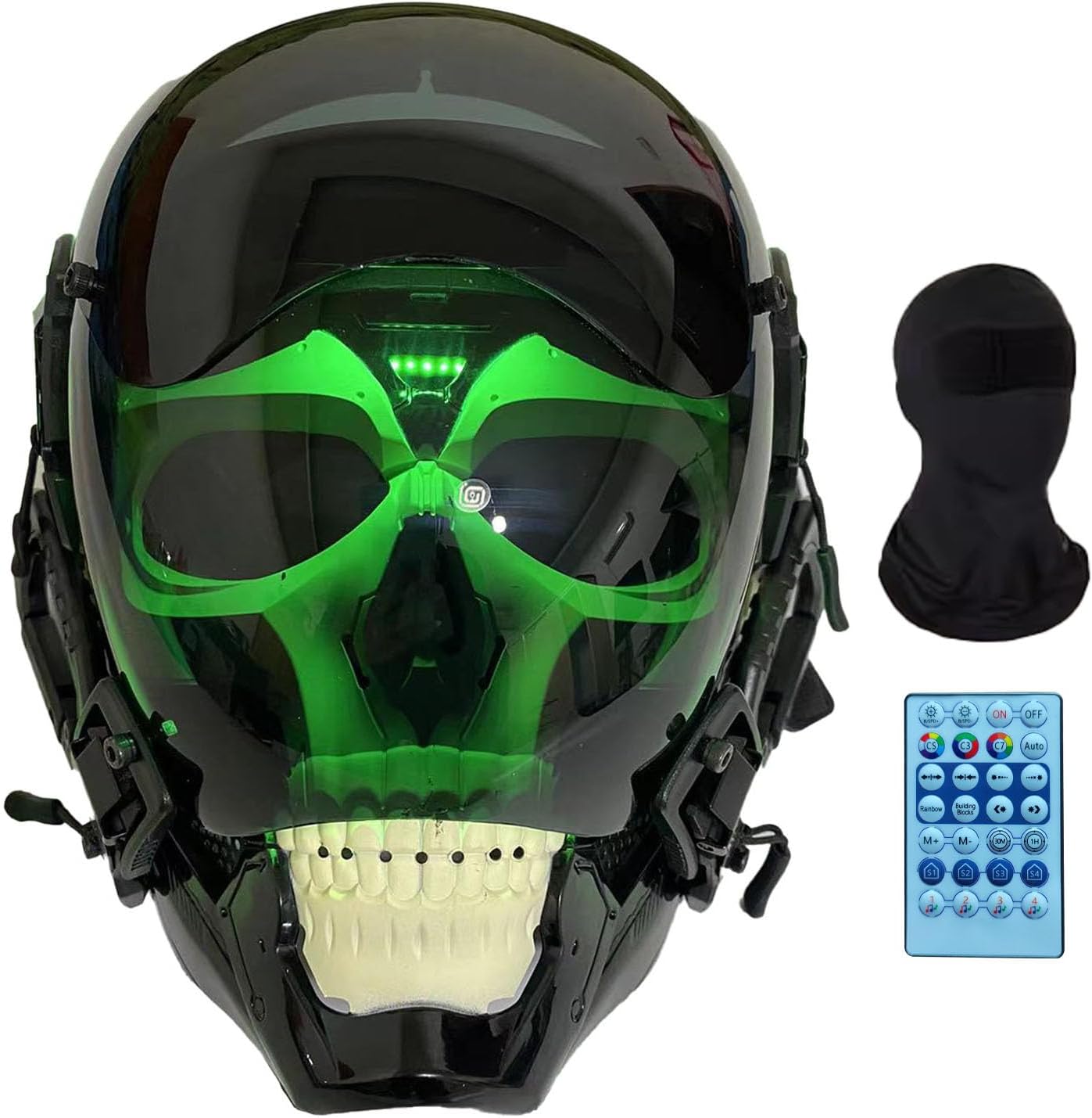 Casque de cosplay cyber punk crâne lumineux avec télécommande vocale – Image 7