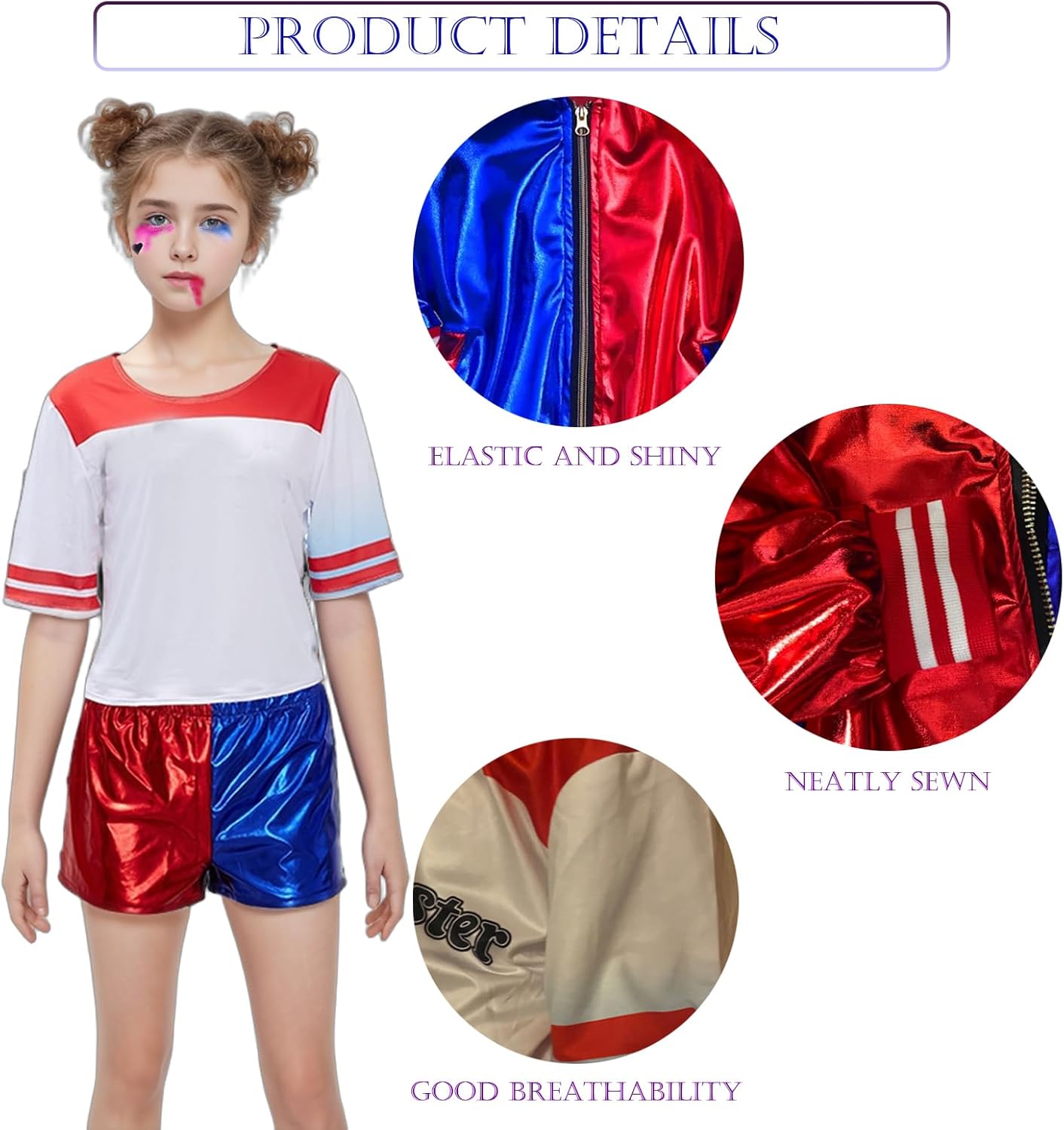 Déguisement Harley Quinn enfant avec accessoires et short – Image 4