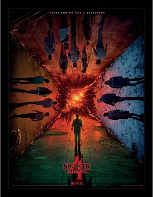 Poster Stranger Things Saison 4, visuel 360 avec 4 lieux en 1