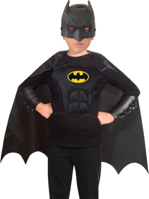 Kit de déguisement Batman DC Comics avec masque, cape et brassards, taille unique enfant de 5 à 12 ans