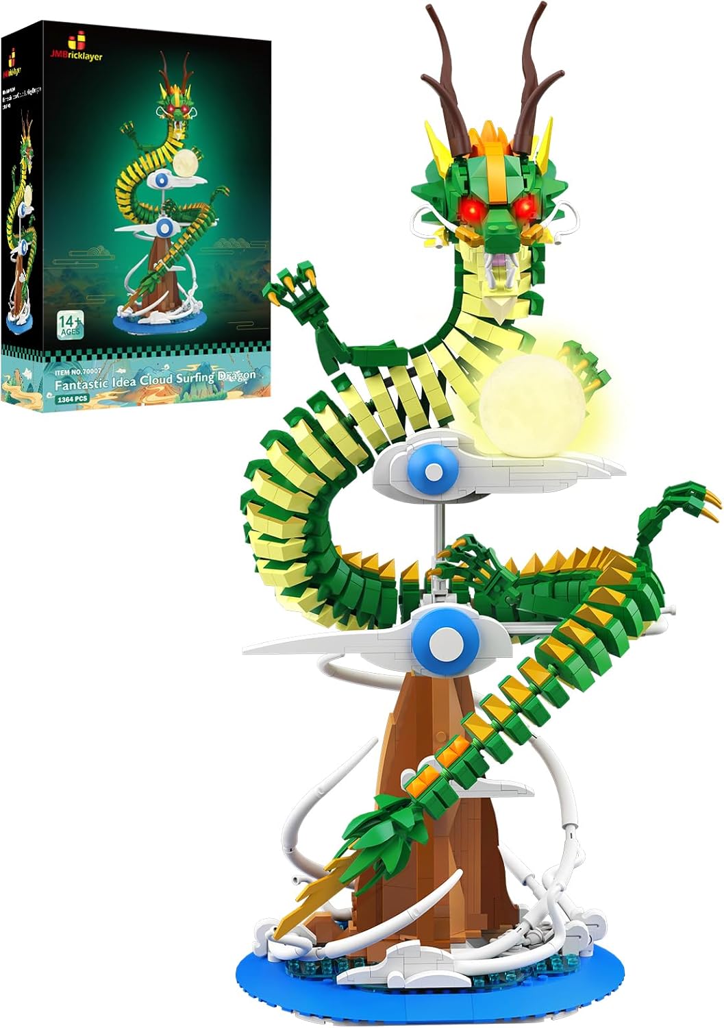 Ensemble de construction JMBricklayer Dragon lumineux 70007 pour adultes