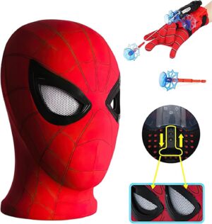 Spider - masque de cosplay avec gant lanceur pour enfant et adulte