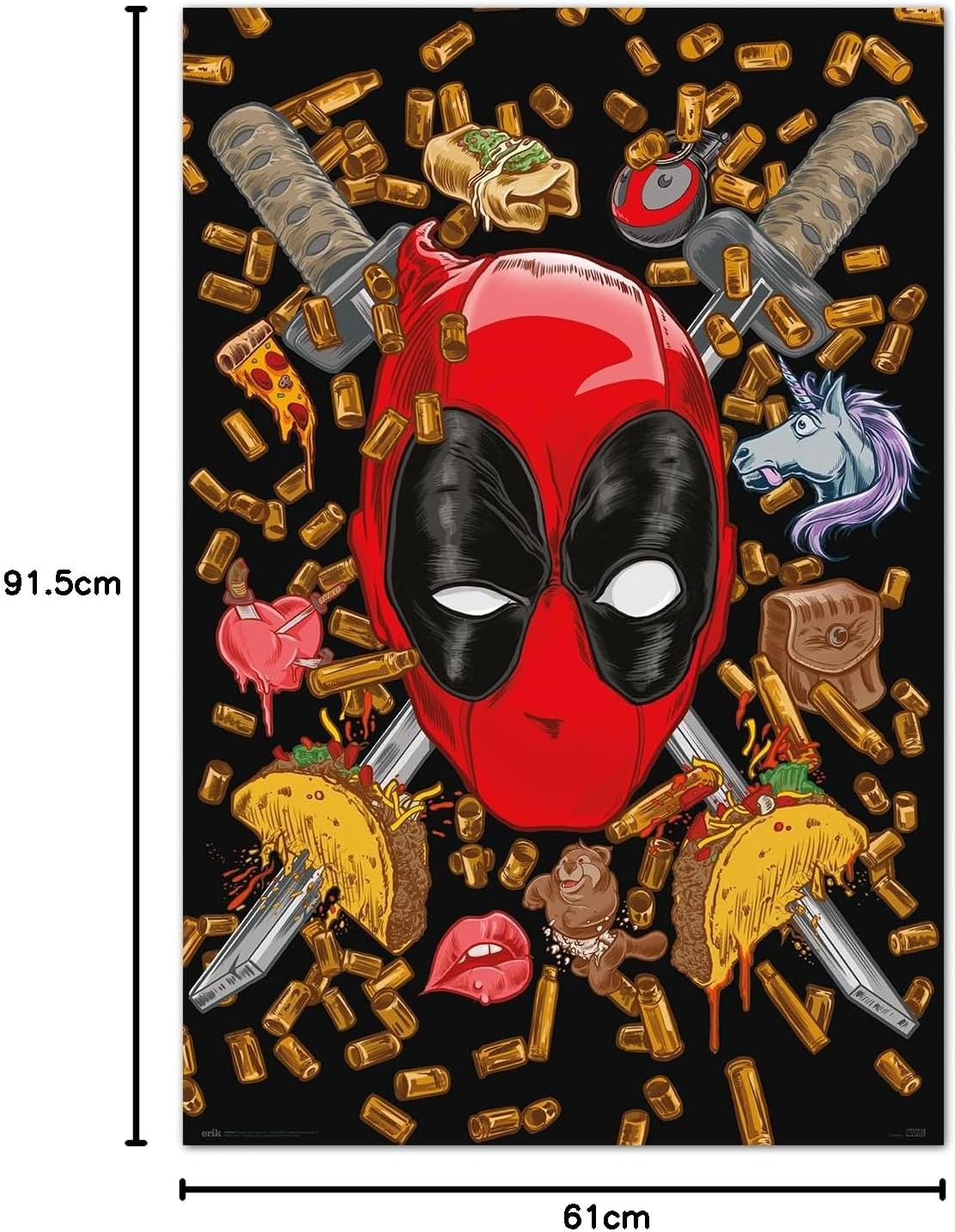 Poster Marvel Deadpool Bullets and Chimichangas multicolore 53 x 158 cm – Image 2