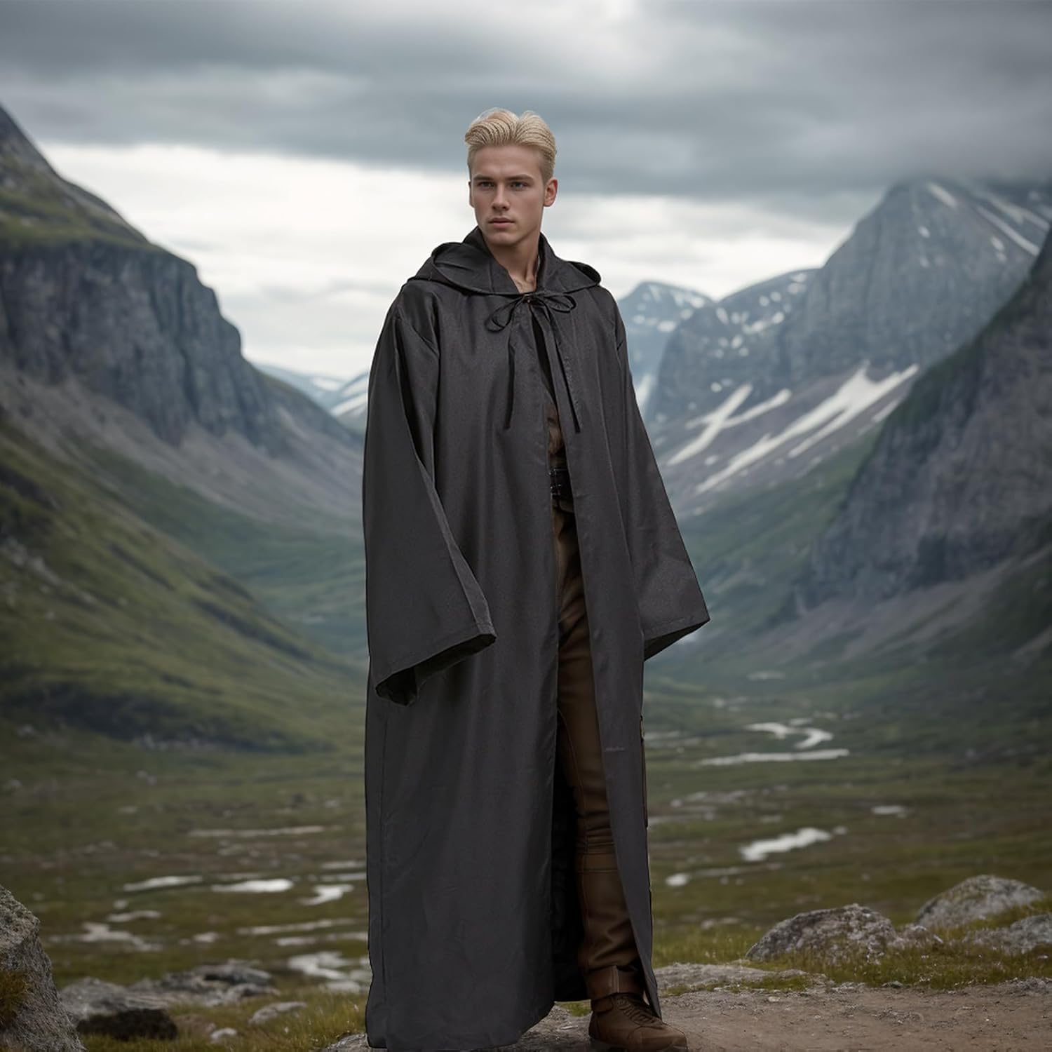 Déguisement Star Wars Jedi adulte noir marron avec cape à capuche – Image 6