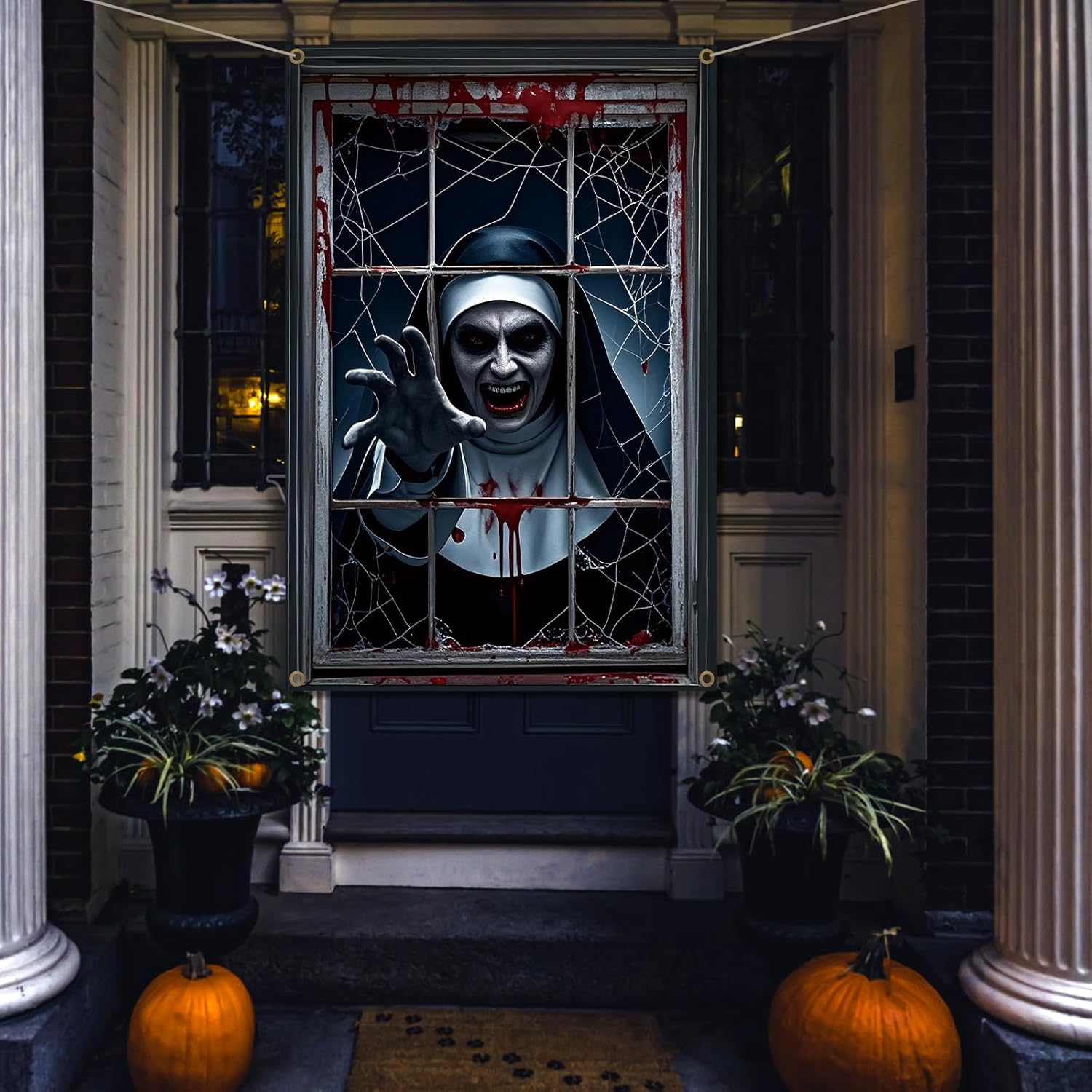 Bannière Halloween nonne zombie pour porte ou fenêtre 120 x 80 cm – Image 4