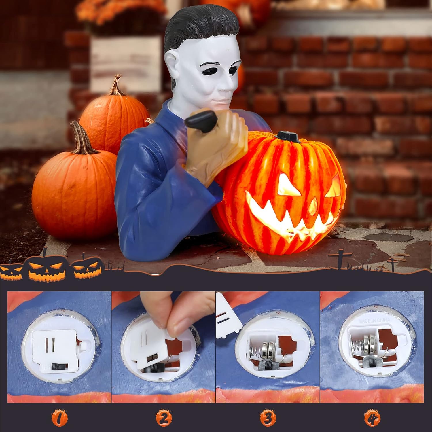 Figurine Michael Myers citrouille lumineuse 11,9 cm pour Halloween – Image 5