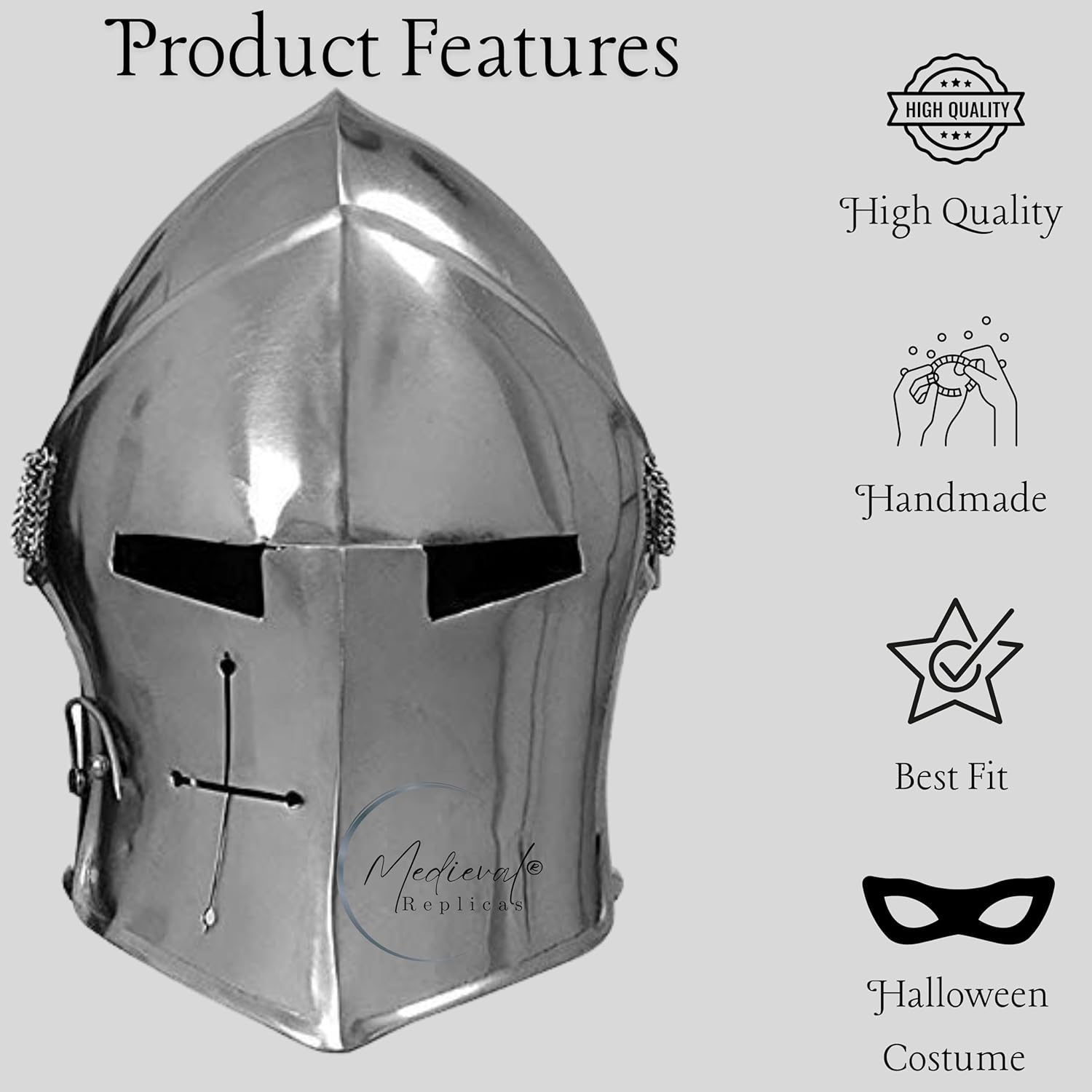 Casque Barbuta Medieval Replicas en acier doux de calibre 18 – Image 3