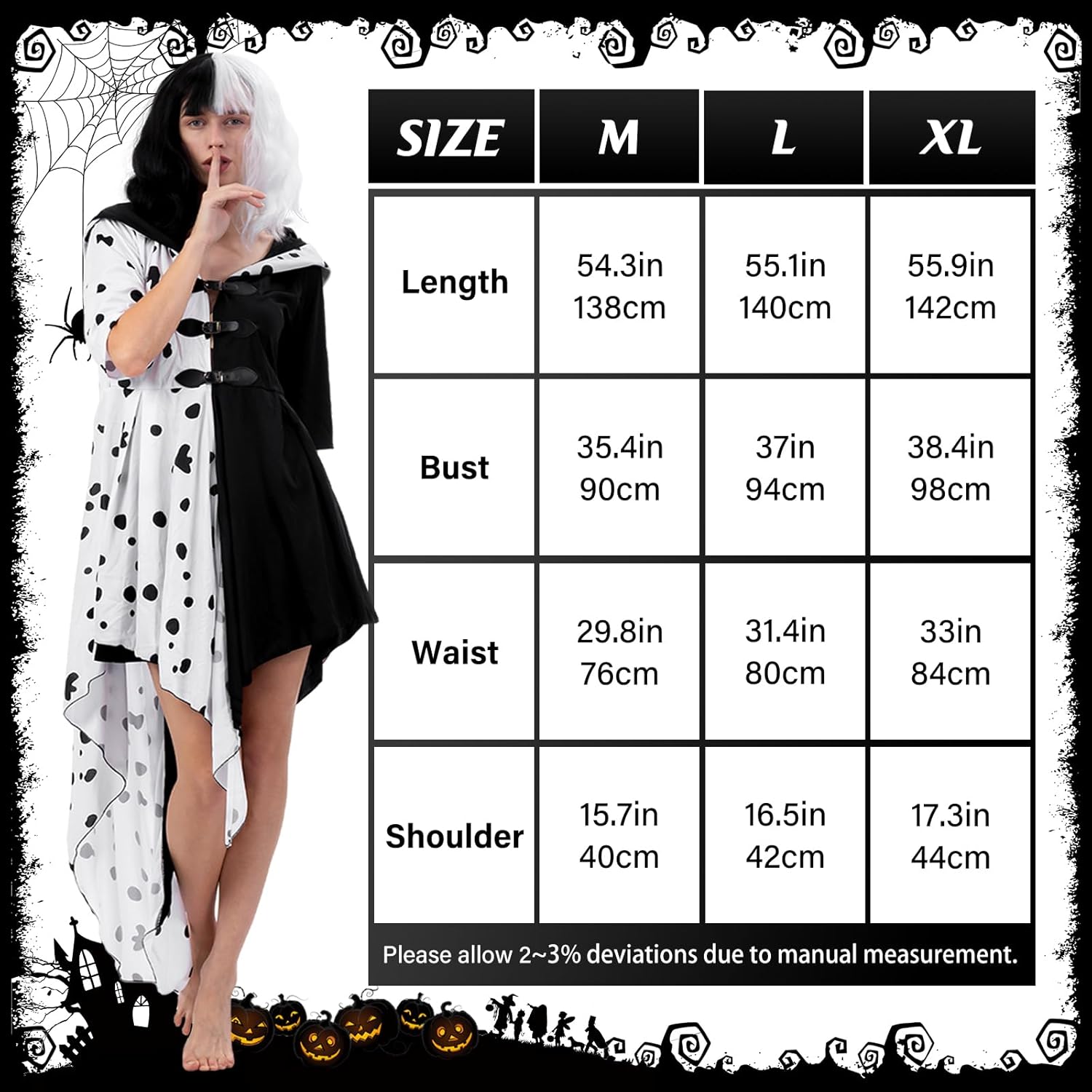 Costume femme Cruella De Vil avec perruque et accessoires – Image 4