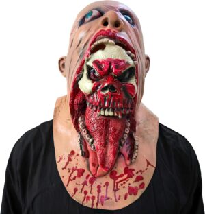 Masque Beetlejuice d’horreur en latex avec foulard pour Halloween