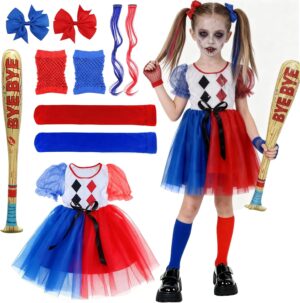 Costume enfant Harley Quinn avec robe et accessoires cosplay