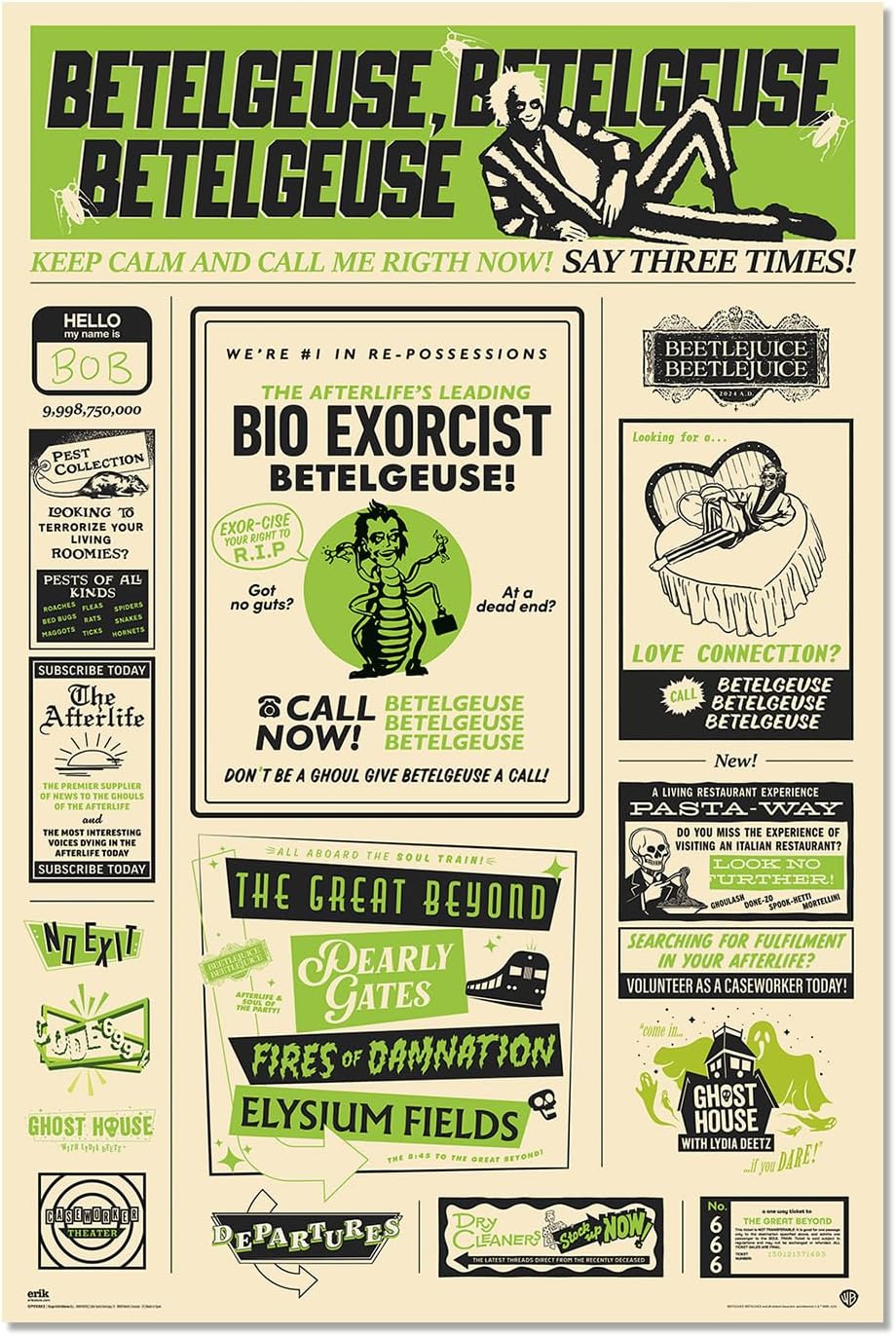 Poster mural BeetleJuice 2 en papier brillant 61 x 91,5 cm