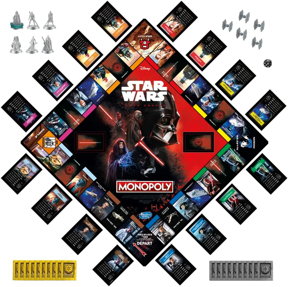 Monopoly Disney Star Wars côté obscur avec 6 pions en zinc et Dark Vador – Image 2