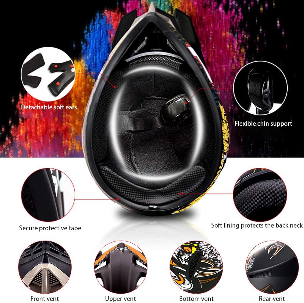 Casque tout-terrain Harley Quinn avec lunettes, gants et masque facial – Image 4