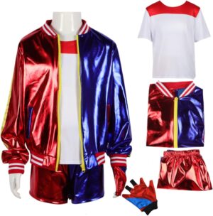 Déguisement Harley Quinn femme XL en 8 pièces avec veste et perruque
