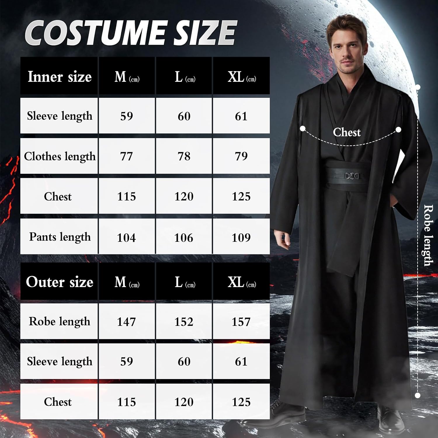 Déguisement Star Wars homme à capuche, ensemble guerrier médiéval – Image 4
