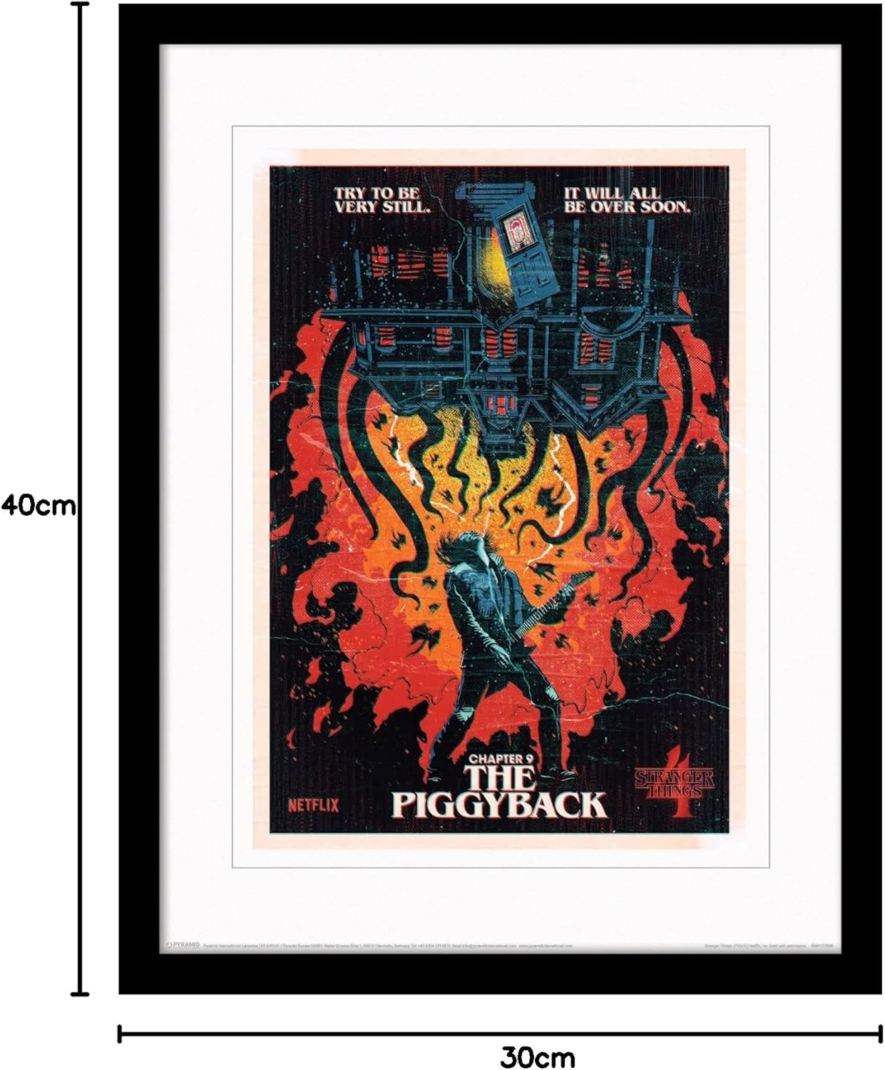 Poster Stranger Things chapitre 9 The Piggyback avec cadre noir 30 cm x 40 cm – Image 2