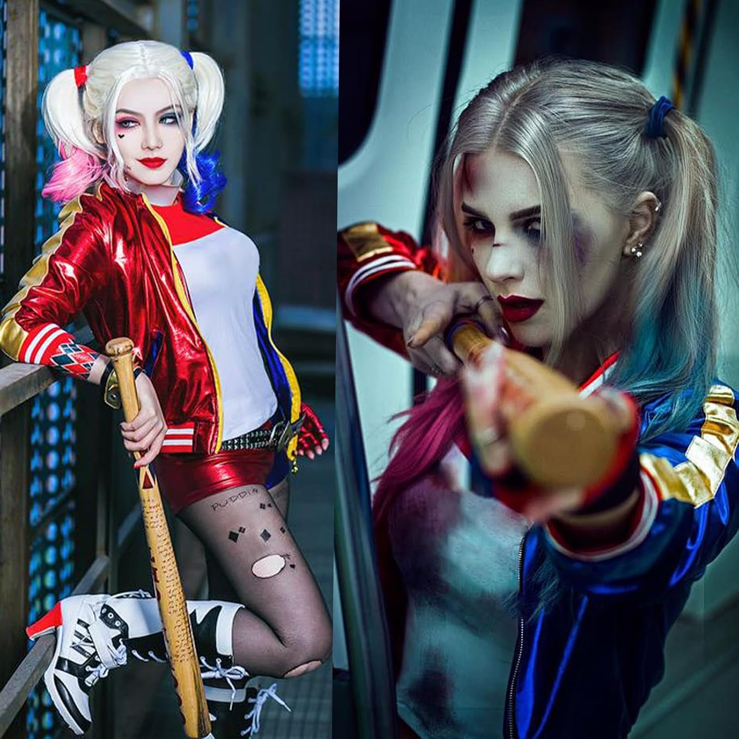 Costume enfant Harley Quinn Squad avec veste, gants et batte gonflable – Image 7