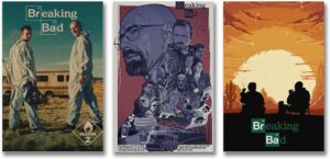 Lot de 3 affiches Breaking Bad sur toile, Style 2, 20 x 30 cm
