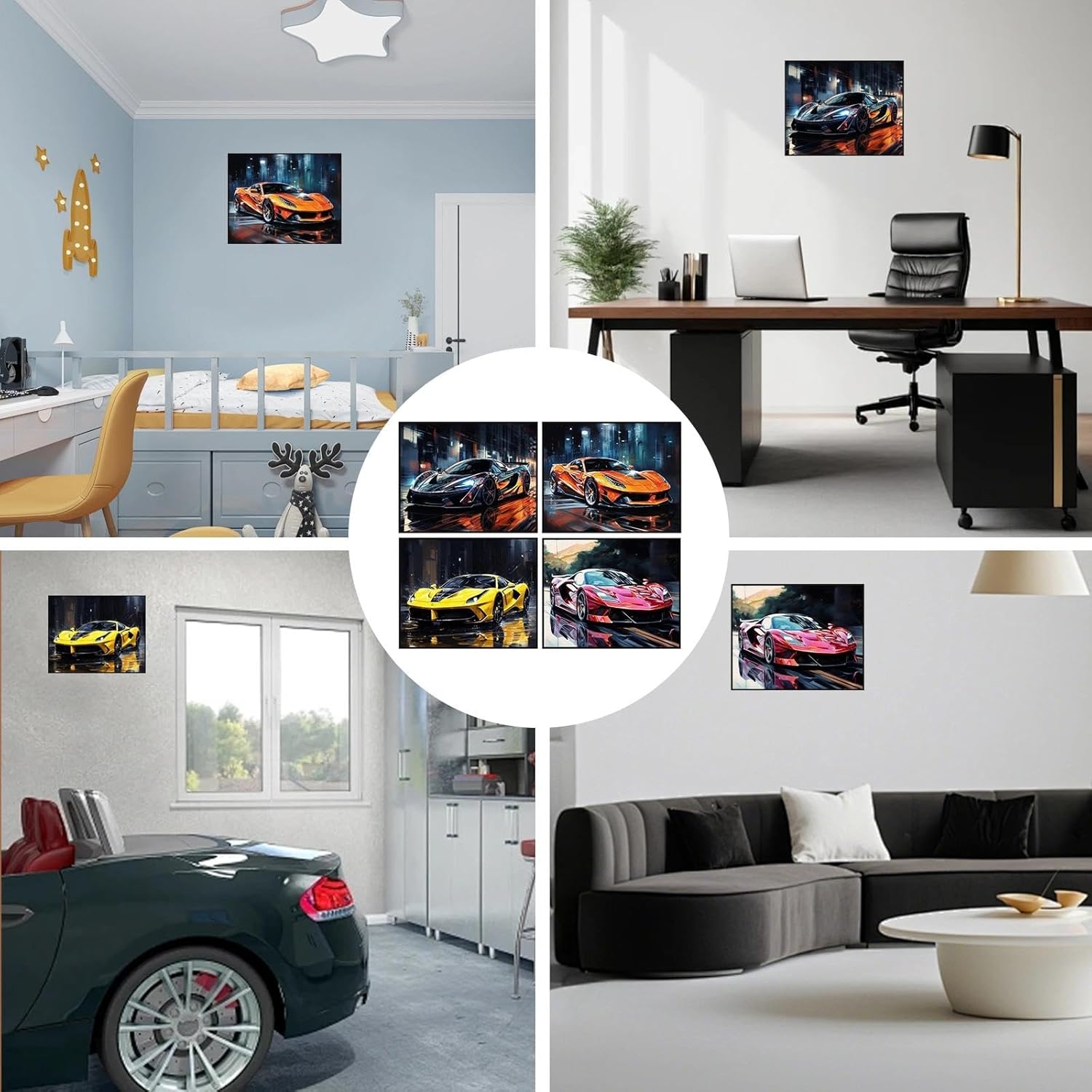 Lot de 4 affiches Beetlejuice sur toile, voitures supercar classiques 20,3 x 30,5 cm – Image 6