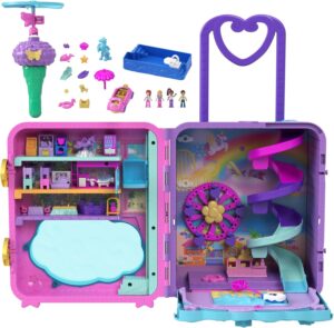 Coffret valise Pollyville Polly Pocket violet avec 4 figurines et 1 véhicule