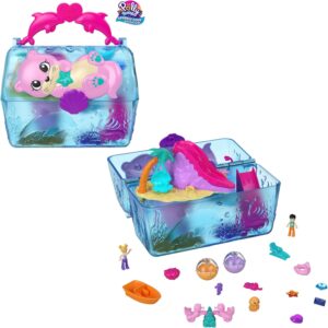 Coffret Polly Pocket Sparkle Cove Adventure avec 2 mini-figurines et 4 animaux