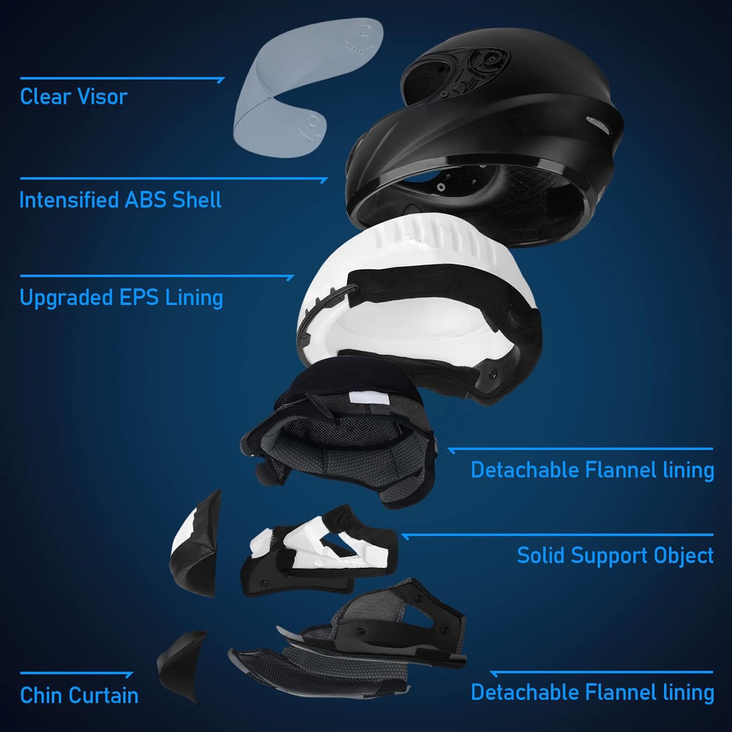 Casque intégral Favoto noir respirant en EPS monobloc 57-58cm – Image 4