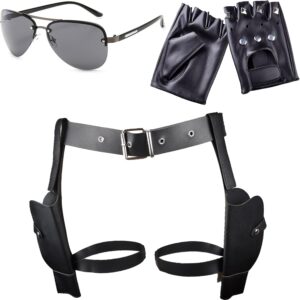 Holster de cuisse noir avec mitaines en cuir The Walking Dead
