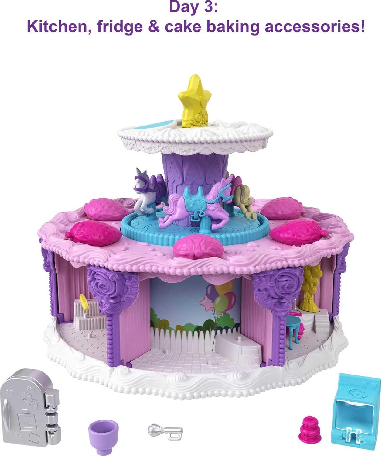 Coffret gâteau d’anniversaire Polly Pocket, compte à rebours et 25 surprises – Image 5