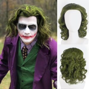 Perruque Joker verte courte et bouclée pour cosplay Halloween