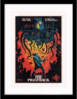 Poster Stranger Things chapitre 9 The Piggyback avec cadre noir 30 cm x 40 cm