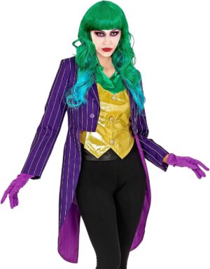 Déguisement femme Joker queue de pie violette clown d'horreur