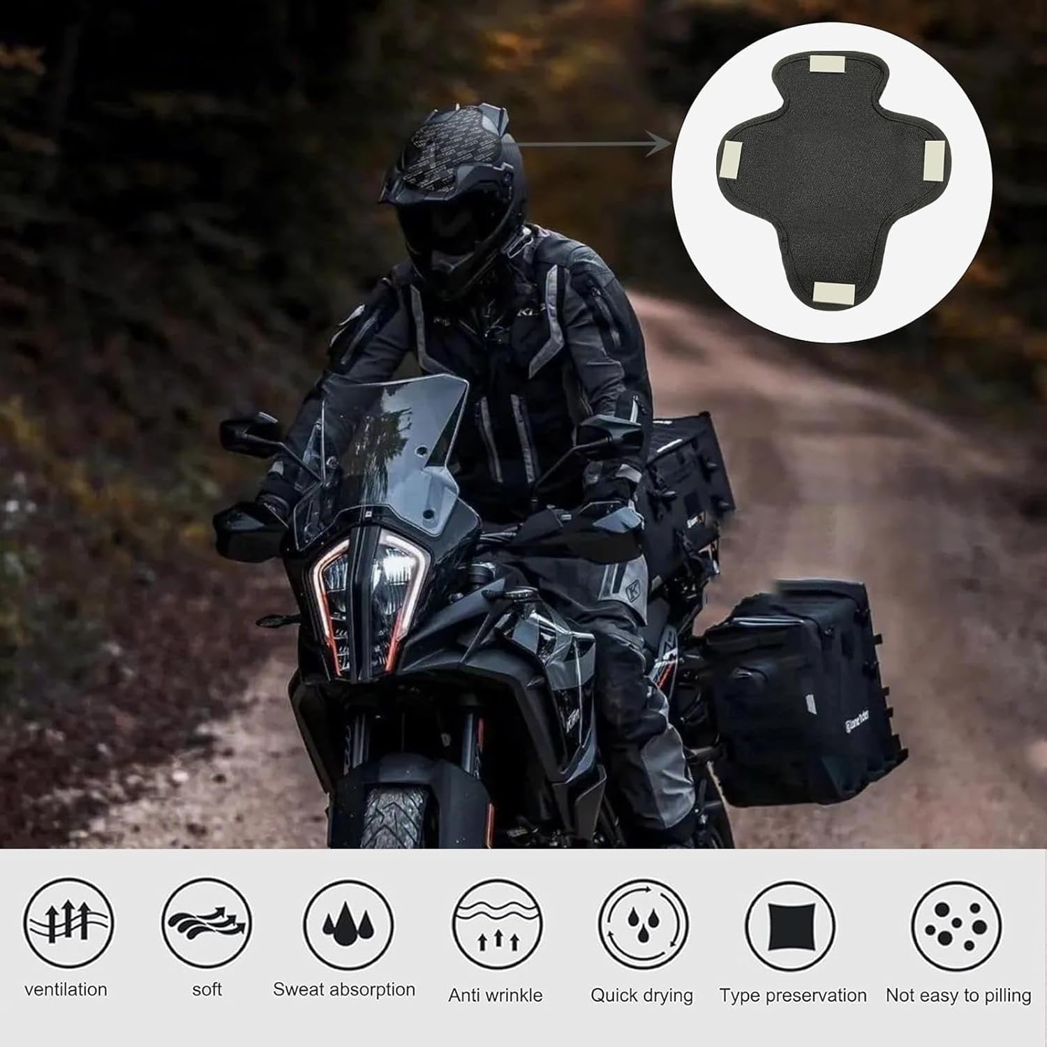 Doublure intérieure noire pour casque moto Deadpool en tissu polyester – Image 4