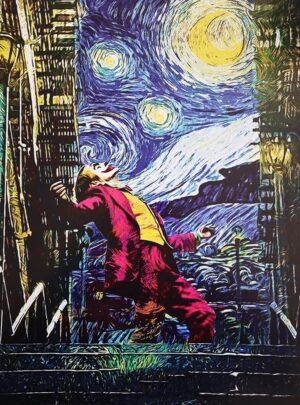 Poster Joker style Starry Night Van Gogh sur carton 40 x 30 cm