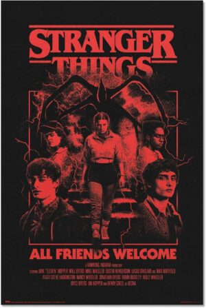 Poster Stranger Things Season 5 rouge et noir 36 x 24 pouces