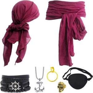 Accessoires de pirate 7 pièces avec bandana et ceinture Ginkago