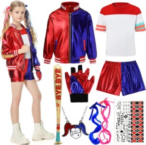 Costume Harley Quinn femme avec manteau, pantalon et perruques