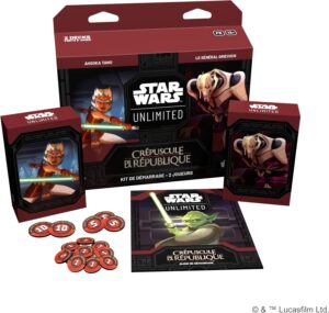 Kit de démarrage 2 joueurs Star Wars Unlimited Crépuscule de la République avec Ahsoka Tano et Général Grievous