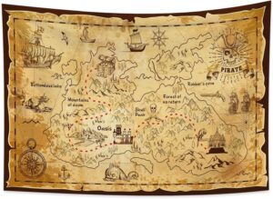 Tapisserie pirate carte au trésor YONGFOTO en polyester