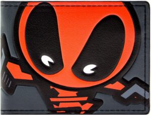 Portefeuille bi pliant Deadpool Mercenaire de dessin animé avec épée, gris