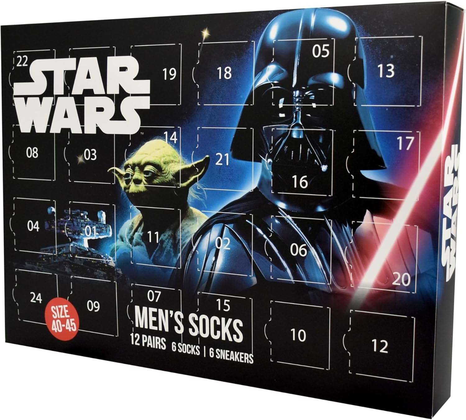 Calendrier de l'Avent Star Wars avec 12 paires de chaussettes homme, taille 40 à 45 – Image 6