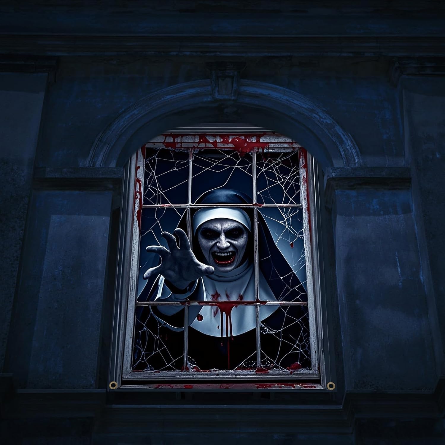 Bannière Halloween nonne zombie pour porte ou fenêtre 120 x 80 cm – Image 3