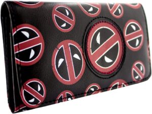 Portefeuille tri-fold Deadpool Merc with a Mouth! visage patchwork badges, noir
