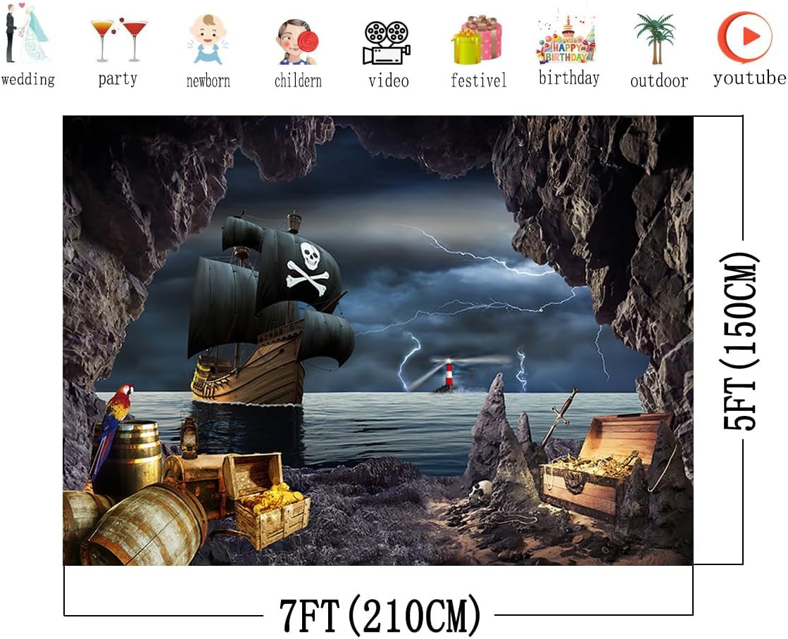 Fond photo bateau pirate 7x5FT en vinyle XY74 – Image 2