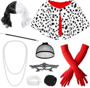 Déguisement Cruella femme 9 pièces avec perruque et accessoires