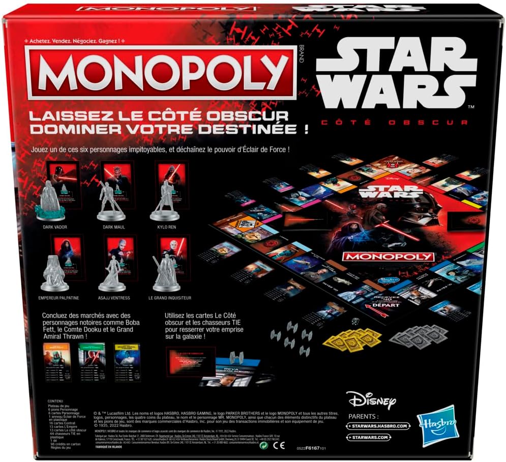 Monopoly Disney Star Wars côté obscur avec 6 pions en zinc et Dark Vador – Image 6