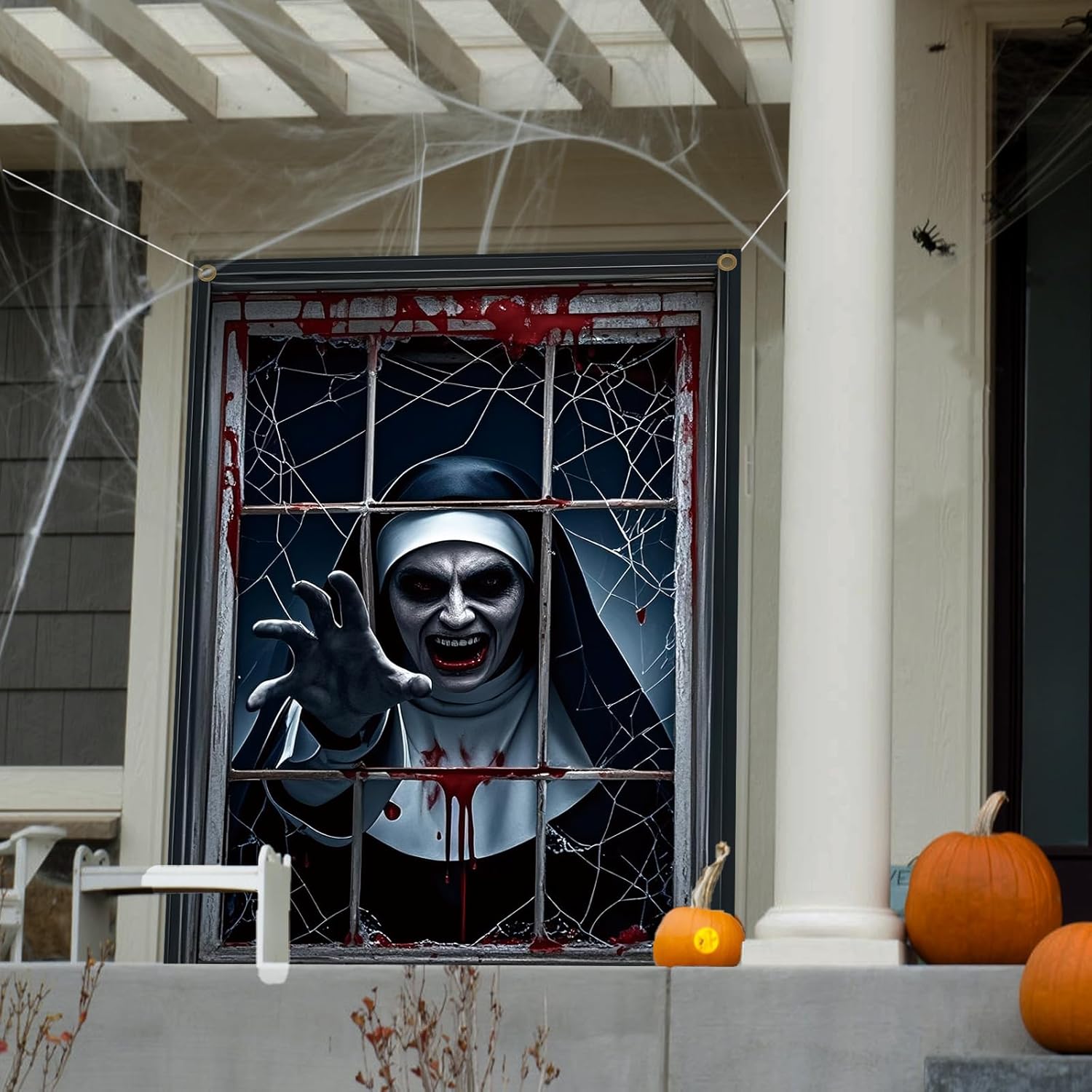 Bannière Halloween nonne zombie pour porte ou fenêtre 120 x 80 cm – Image 6
