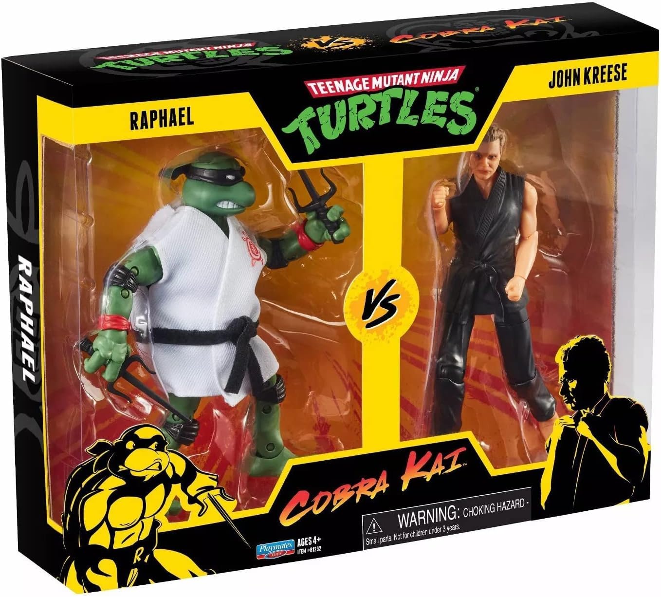Lot de 2 figurines Raphael vs John Kreese - Teenage Mutant Ninja Turtles X Cobra Kai