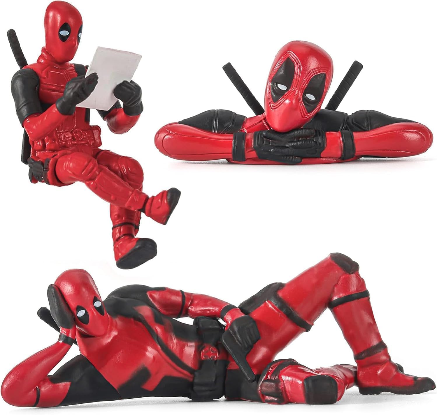 Lot de 3 figurines Deadpool en PVC pour rétroviseur et intérieur de voiture